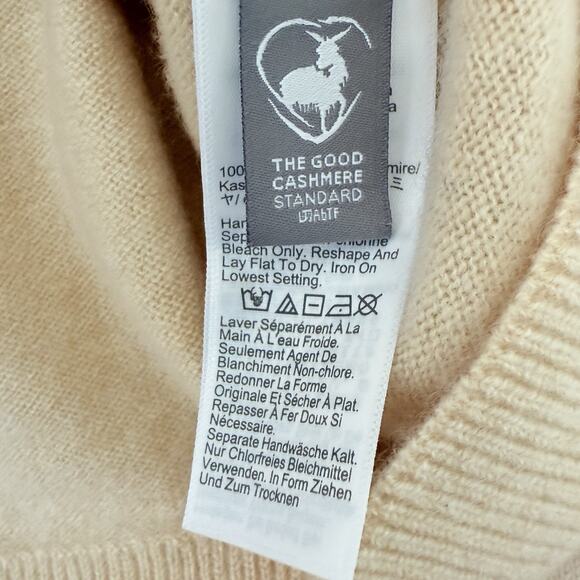 J.Crew 100% Cashmere Cardigan Sweater Beige Front Pockets Medium NWT - Picture 6 of 7